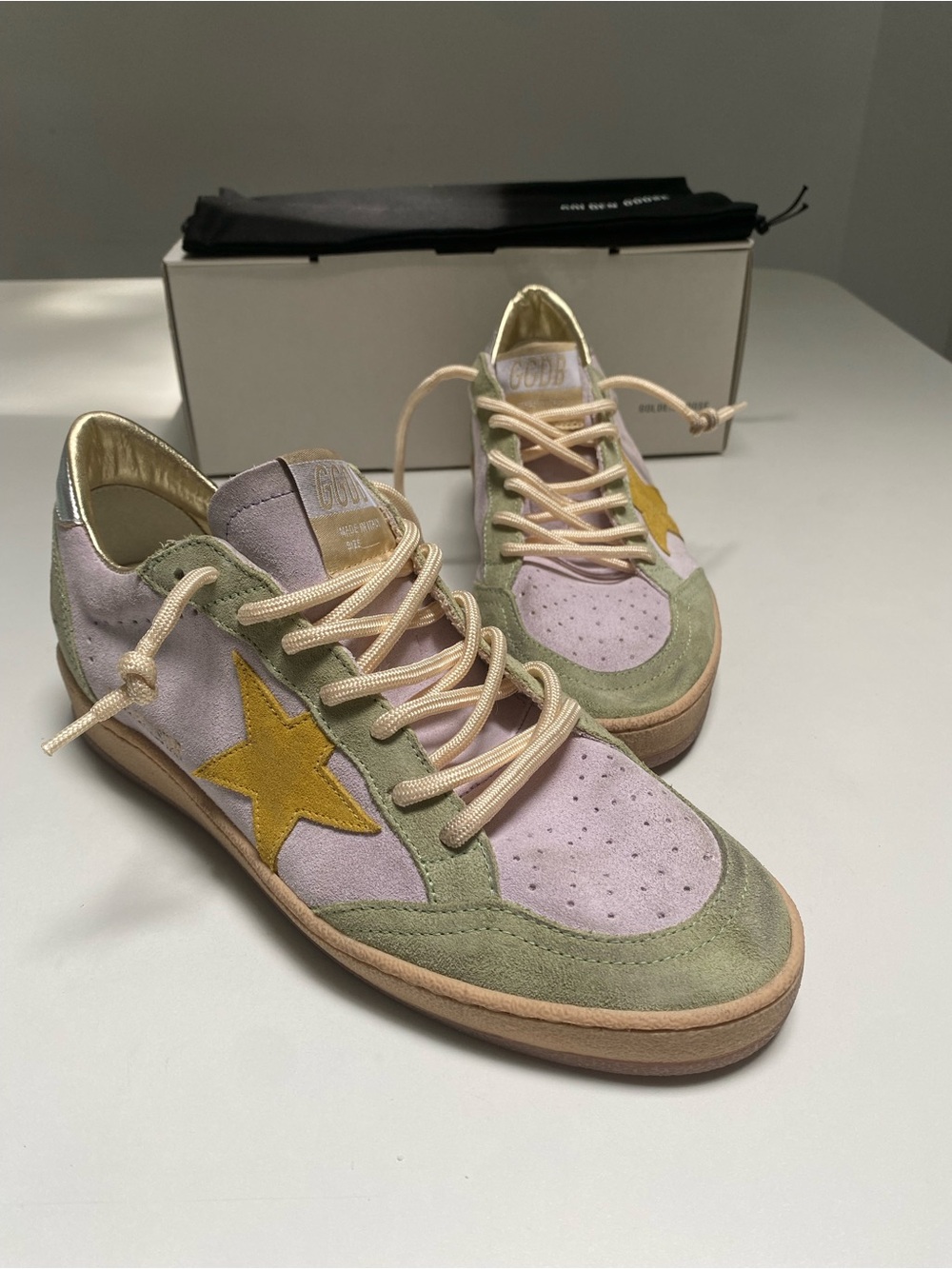 Golden Goose Ball Star Sneaker Lilac Suede/ Sage/Honey/Silver sz 39 New in Box - Picture 11 of 13